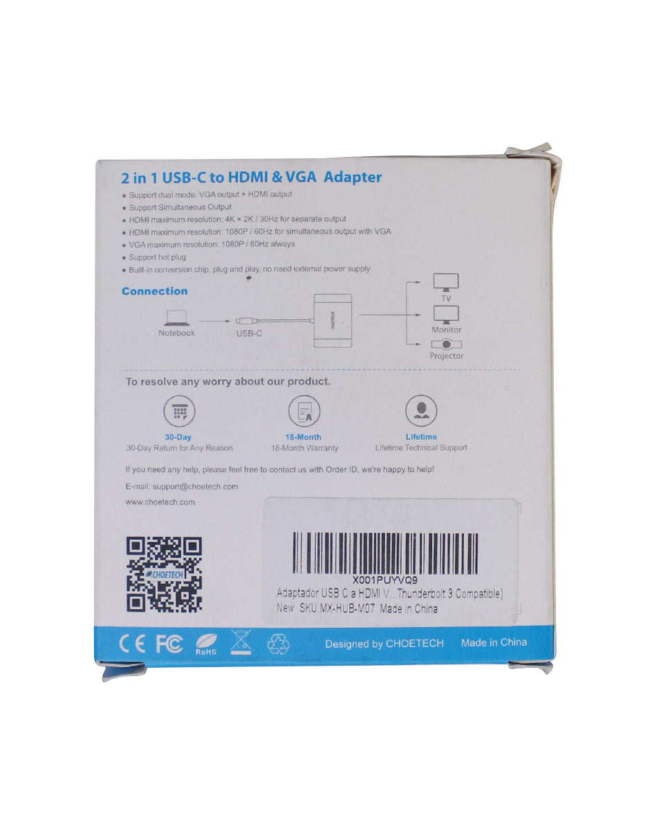 Adaptador USB C a HDMI VGA CHOETECH